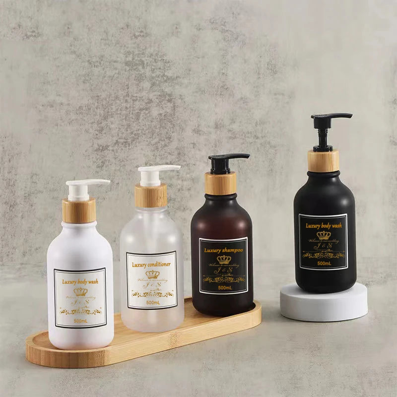 In Stock 300ml/500ml PET Luxurious Shampoo Conditioner Face Cream & Facial Cleanser Empty Bottles with Pump Sprayer