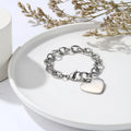 Wholesale Classic Style Gold Stainless Steel Heart Charm Bracelets for Women Polished Love Heart Bangles with Number Pattern