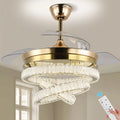 42'' Modern K9 Crystal LED Ceiling Fan with Light Gold Remote Control and Memory Function Chandeliers & Pendant Lights