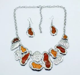 NS900A Fashion Enamel Jewelry Set Enamel Pendant Necklace Earrings Set Jewelry