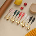 Hot Sale Stainless Steel Cute Fork Spoon Set for Desserts Coffee & Fruit Creative Wings Design Mirror Polish for Giveaways