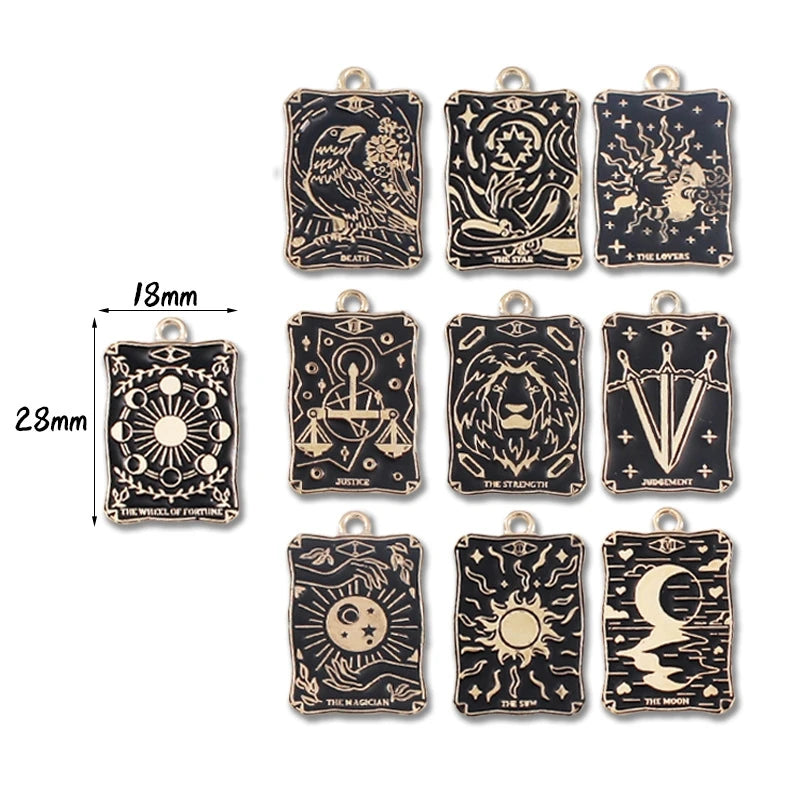 Alloy Enamel Pendants Tarot Charms Bulk Rectangle Charm for Jewelry Making