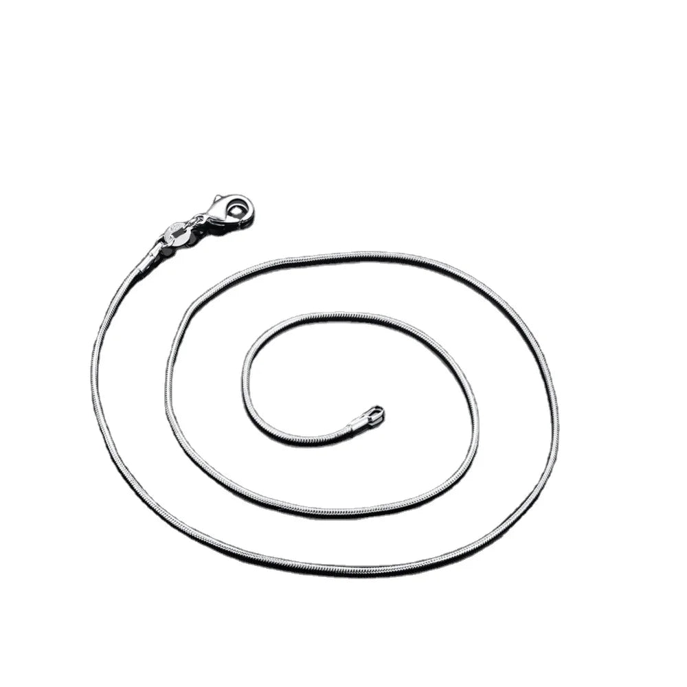 Rinhoo Wholesale Price 1PCS 925 Sterling Silver Necklace Silver Fashion Jewelry Snake Chain 1mm Necklace (16"18"20"22"24")