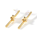 Chic Simple Titanium Steel Long Stick Knot Earrings Gold Plated Shiny Knot Jewelry Trendy Personalized Stainless Steel