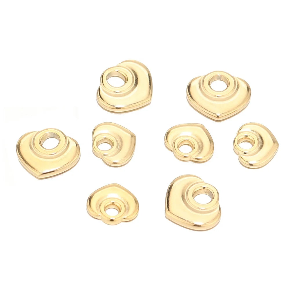 5Pcs Stainless Steel Macropore Oil Pressure Peach Heart Charms Pendants for DIY Necklace Jewelry Findings Bracelet Components