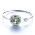 Zircon Tree of Life Locket Pendant Bracelet Stainless Steel Jewelry Bangle Aroma Essential Oil Diffuser Bracelet for Women