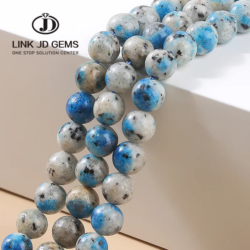 JD GEMS Wholesale Natural Genuine Brazil Biotite K2 Stone Beads Round Loose Energy Azurite Stone Beads for Jewelry Making