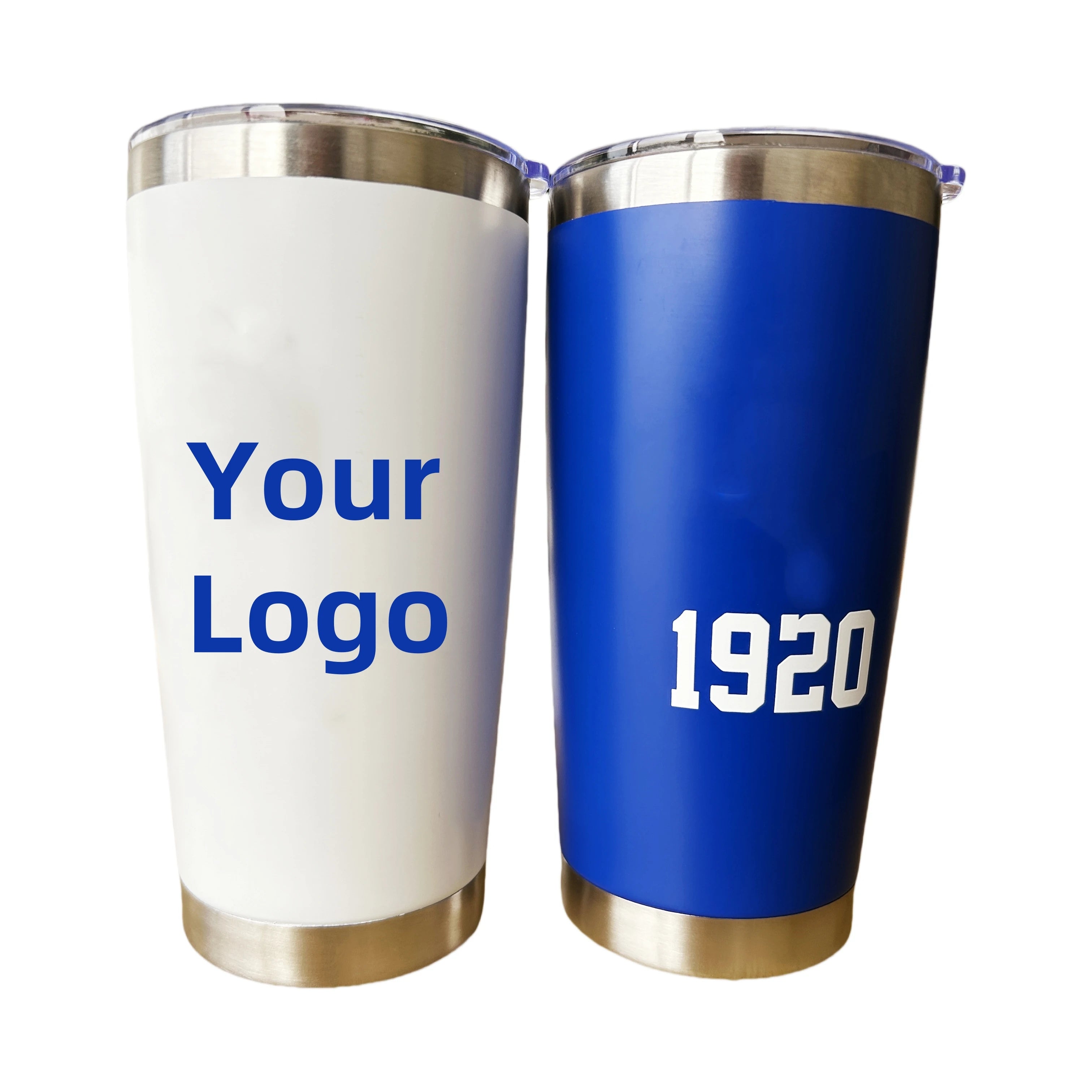 Custom Blue 20oz Stainless Steel Tumbler with Straw Cups Portable Fashion Design for Promotional Use