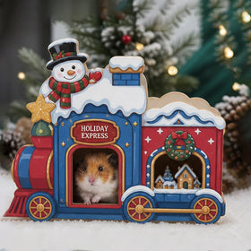 Hot Selling Original Design Large Multifunctional Hamster Hide Christmas Theme in Wood
