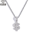 Luxury 925 Sterling Silver 5A CZ Dollar Pendant Iced Out Money Necklace Hip Hop Jewelry