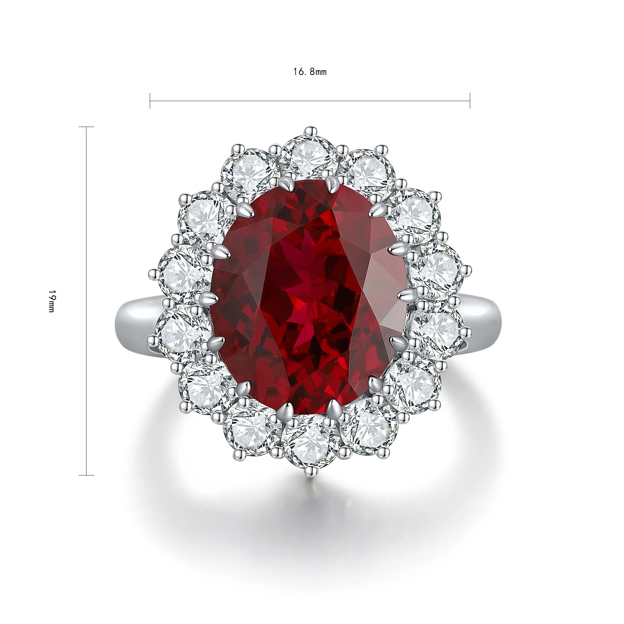 Luxury Romantic Silver Plated 925 Sterling Silver Lab Grown Ruby Gemstone Ring Classic Elegant Oval Cut Fine Jewelry 8mm Women's