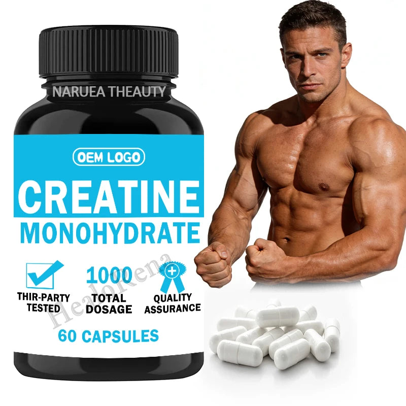 ODM/OEM Adult Pregnancy Safe Creatine Monohydrate Capsules (60) for Muscle Support Energy Safe Exercise Nutrition