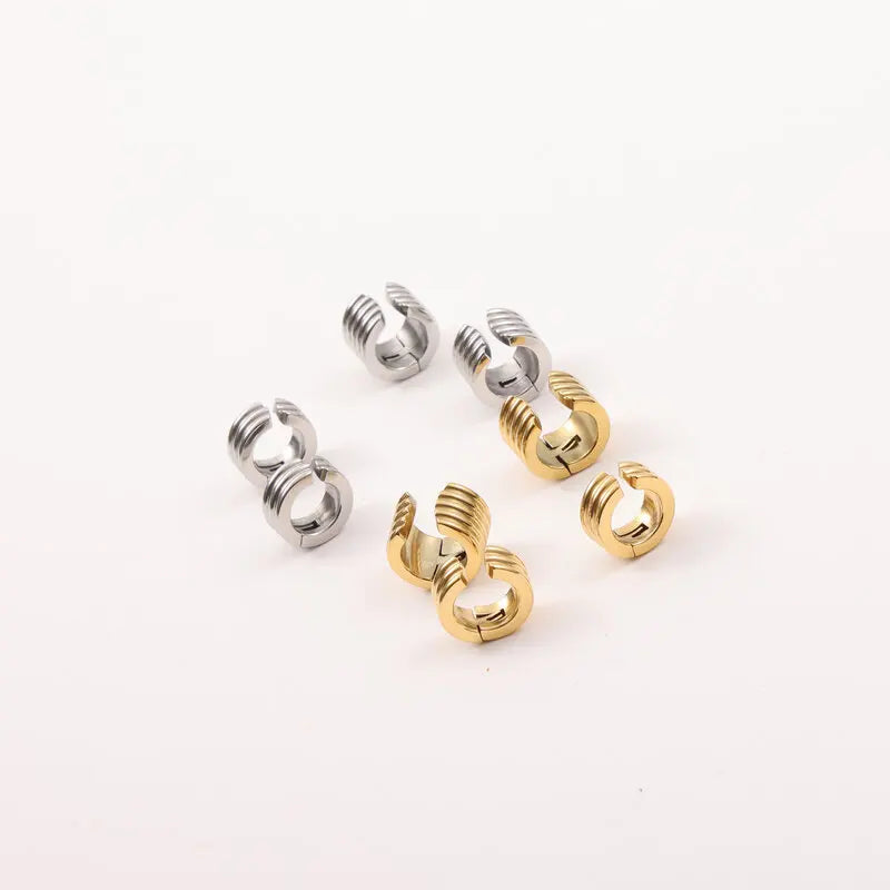 New Trendy Earring 18K Gold Plated Chunky Multi-layer Cuff Band Earrings Wholesale Stainless Steel for Women