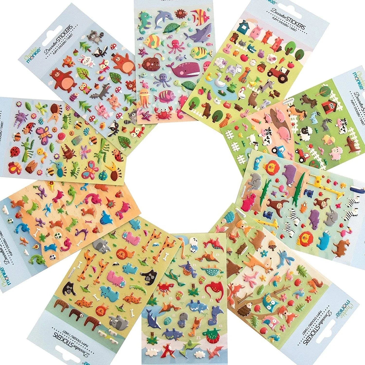 26 Different Sheets 3D Puffy Charm Stickers for Kids .Girl Boy Birthday Gift ScrapbookingTeachers Toddlers