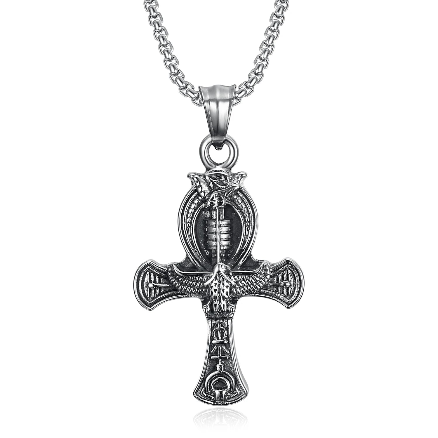 Vintage Egyptian Style Anka Immortal  Life Symbol Cross Pendant Necklace Stainless Steel Ankh Egypt Cross of Life Pendant