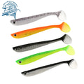 110mm Artificial Fishing Tackle Shad Sea Bass Swim Bait Double Color T Tail Fishing Soft Plastic Lure