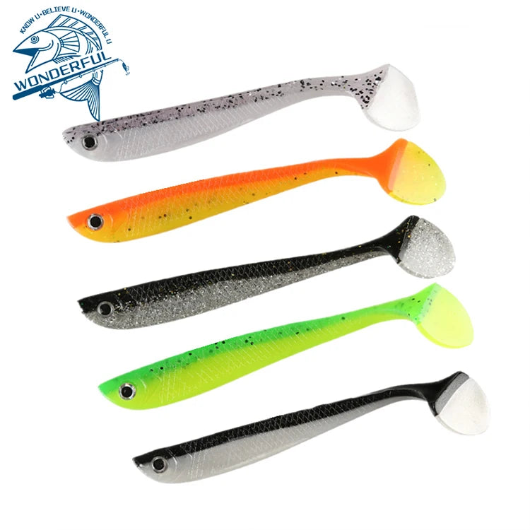 110mm Artificial Fishing Tackle Shad Sea Bass Swim Bait Double Color T Tail Fishing Soft Plastic Lure