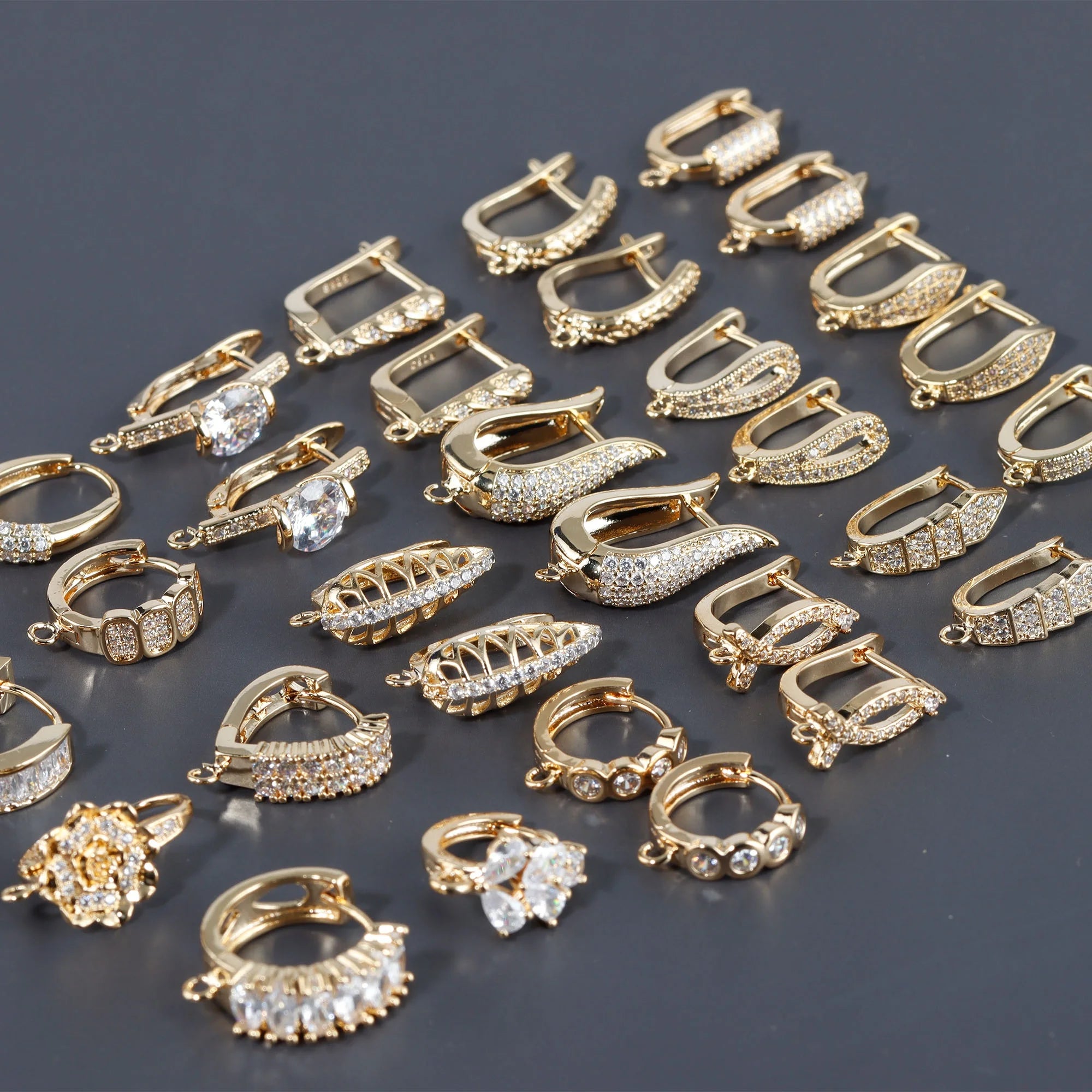 M938 18K Gold Plated Zircon Clasp Hook Fashion DIY Earring Pendant Jewelry Making Accessories 10pcs/lot Metal Material