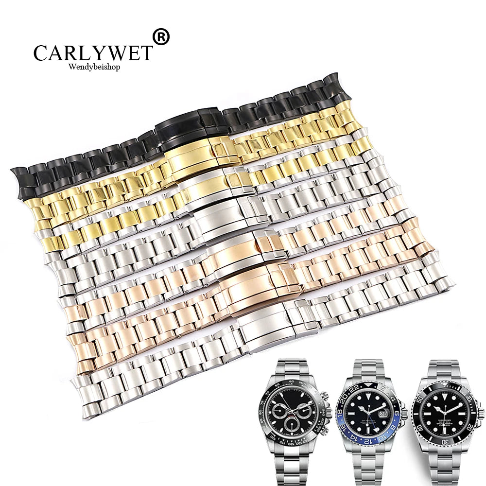 Solid 20mm Curved End 316L Stainless Steel Watch Band Screw Links Bracelet Luxury Fit for Rolex for Submariner 116610LN