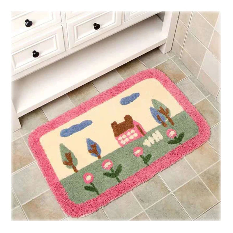 Tufting Process Various Styles of Floor Mat Modern Style Fluffy Tufting Bath Mat Non-slip Mat Bathroom Rug
