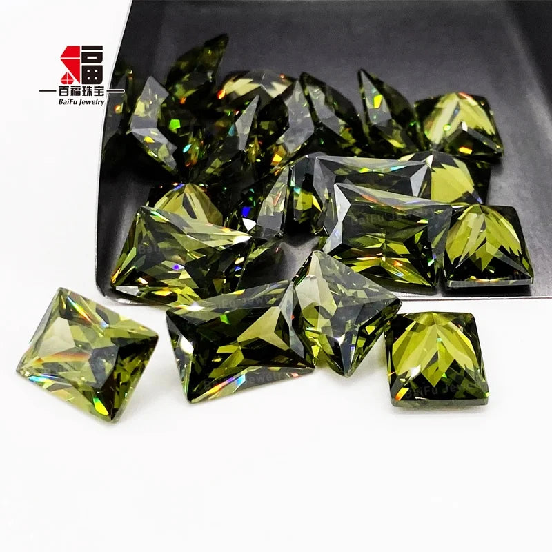 Baifu Jewelry Machine Cut Loose Wholesale Price Baguette Shape Princess Cut Olive Cubic Zirconia for Jewelry