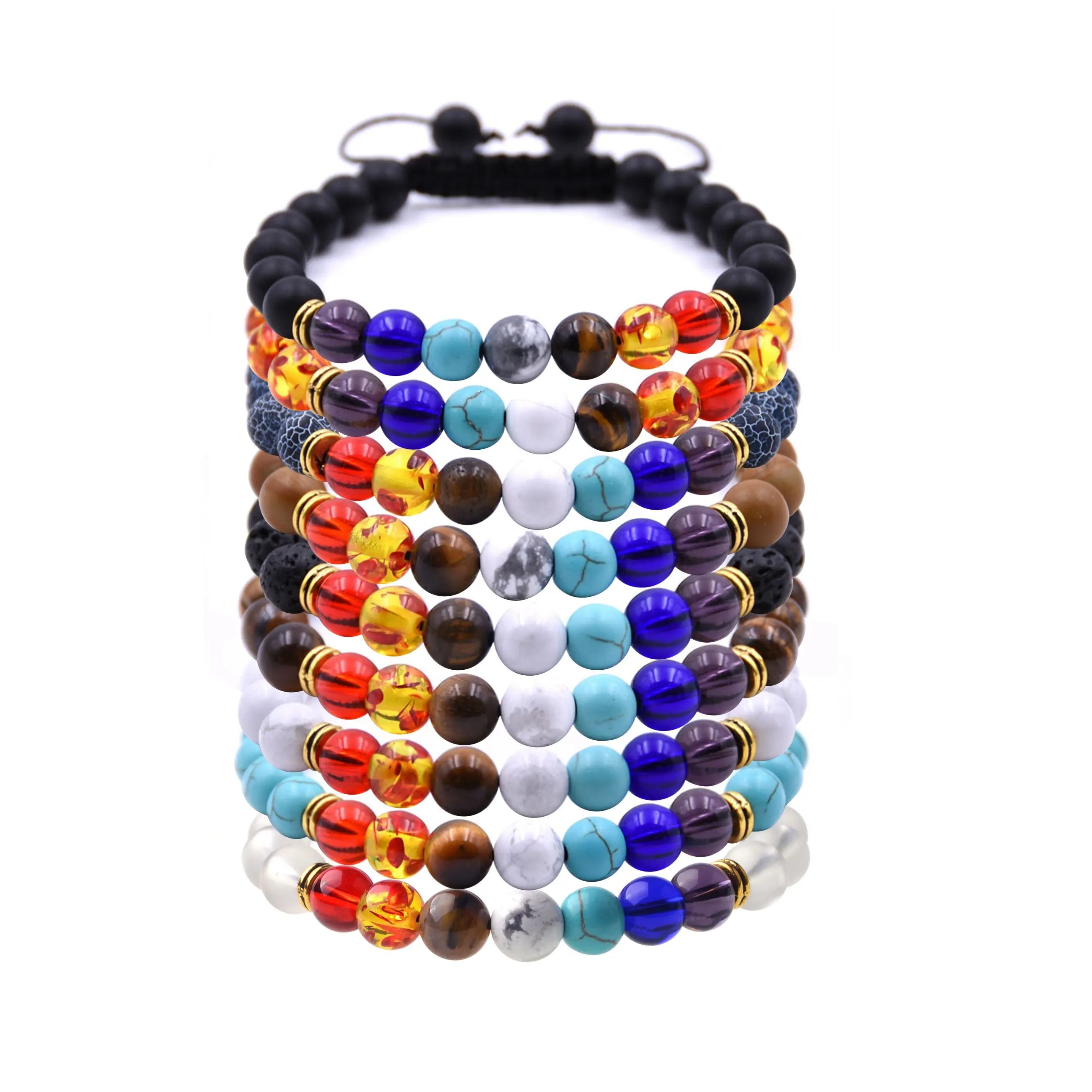 7 Chakra  Healing Crystal Stone Beads Braided Bracelet Adjustable Gemstone Beaded Yoga Meditation Balancing Jewelry Women