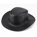 Fashion Men Leather Cowboy Western Hat Cattlemen Black Cowboy Hats Leather