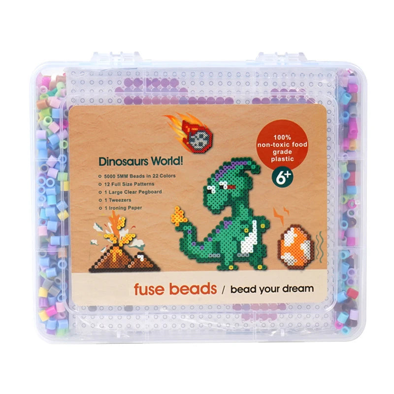 DIY Educational Toys 5mm Dinosaur Cartoon Toy Ironing Beads Kit Plastic Hama Perler Beads Box Fuse Beads Set for Kids