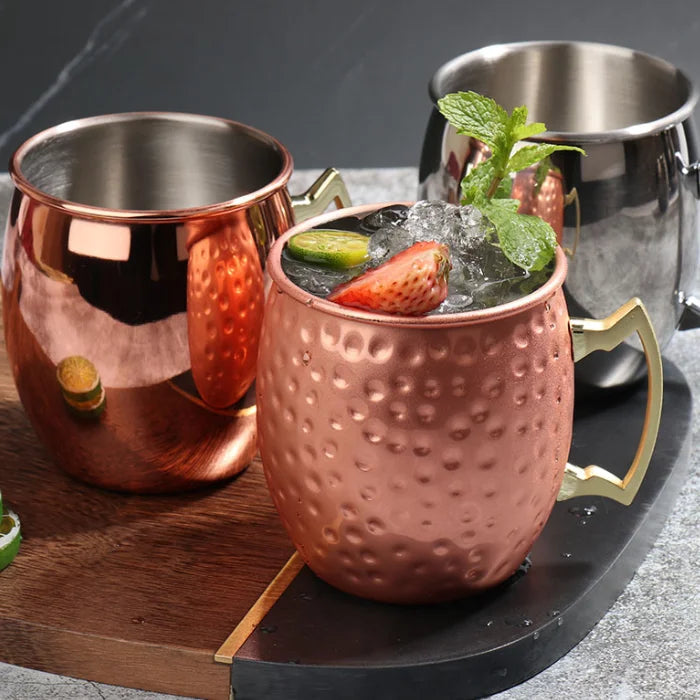 Hammered Plated Moscow Mule Mug Beer Cup Coffee Mug Black Rose Mugs Kitchen Bar Drinkware 550ml