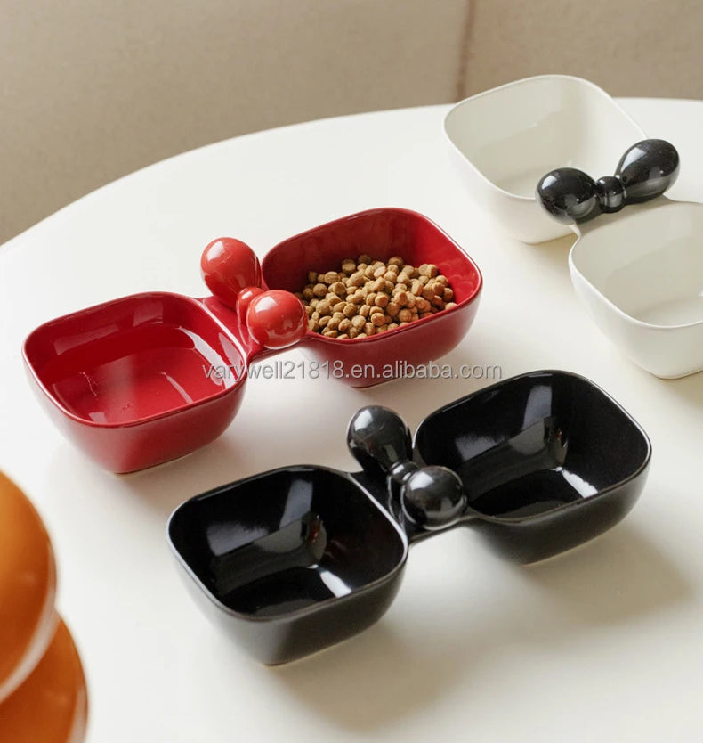 VaryWell Fast Shipping Cat Water Food Christmas Cat Accessories Cute Ceramic Cat Bowl