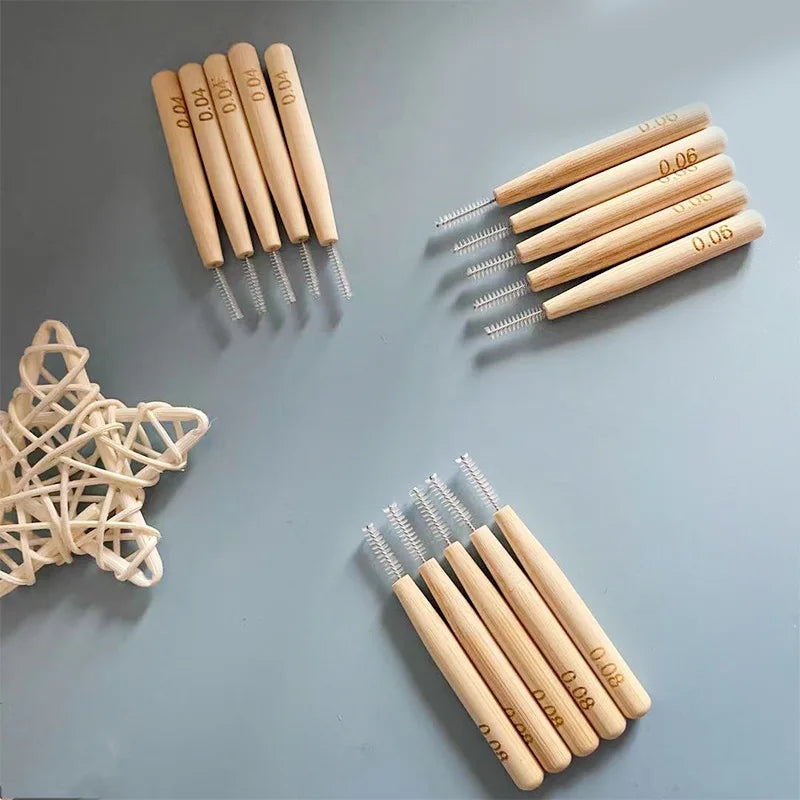 Custom Packet Packaging Bamboo Handle Interdental Brushes Sustainable Soft Brush Heads
