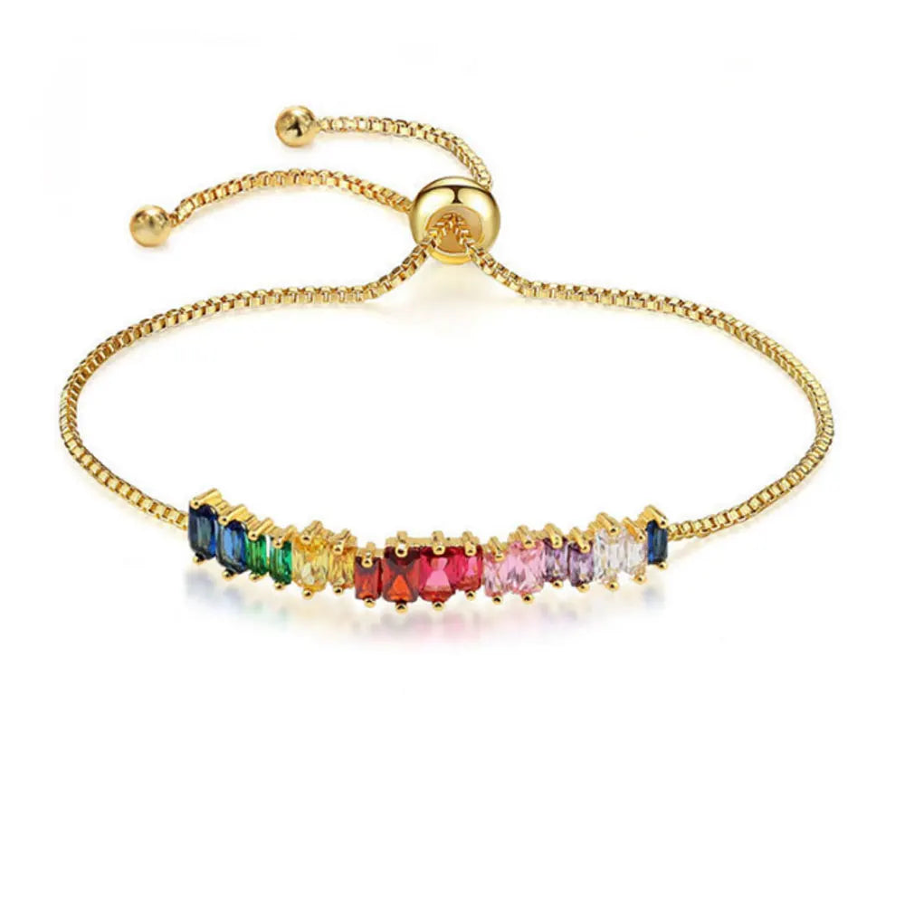 Cubic Zirconia Beads Friendship Dainty 7 Chakra Bracelet Jewelry Women Adjustable