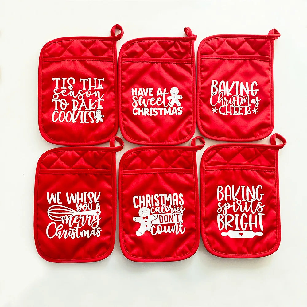Wholesale Christmas Baking Kit with Funny Cookie Storage Bag Heat Resistant Cotton Gloves for Oven BBQ and Grill Pot Holder
