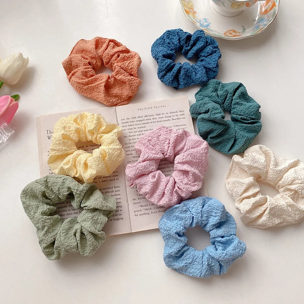 Custom Bag Packaging Gift Box Plicated Fabric Scrunchies Women Ties Waffle Scrunchie Holder Designer Scrunchy Hair Band