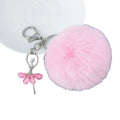 Promotion Fashion Pom Pom Keychain Crystal Ballet Dancer Keyring Pendent Cute Rabbit Fur Puff Ball Plush Key Chains Accessories