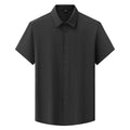 2023 Summer Large Size Men's Short Sleeve Shirt High Spring Ice Silk Solid Color Pullover Shirt