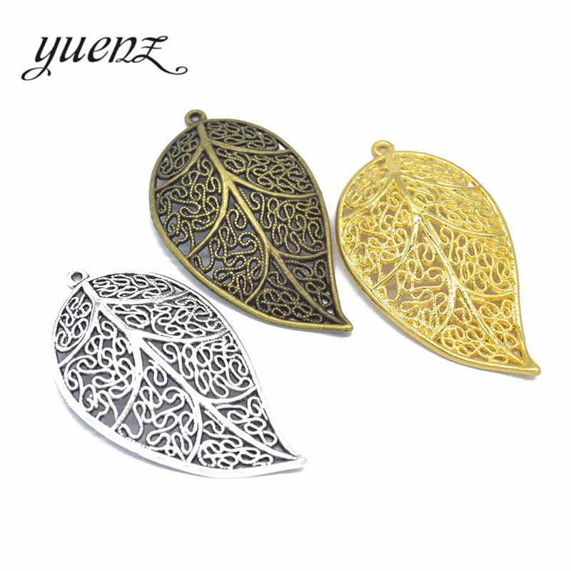 YuenZ 3 Color Antique Silver Color Tree Leaf Charms Metal Alloy Jewelry Diy Accessories 57*31mm Q319