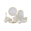 Dishes & Plates Bowls Set Nordic Dinnerware White and Golden Rim Design Hotel Ceramic Dinner Plates Sets