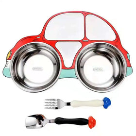 Orealmi Cartoon Bento Lunch Box 304 Stainless Steel 0-1L Capacity Car Shape Food Container for Kids