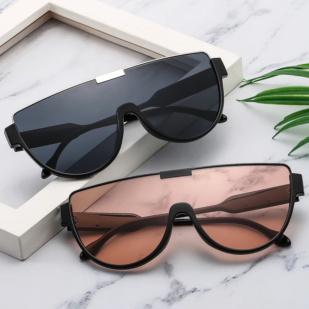 Fashion Oversized Shield Sunglasses  UV400 Protection Stylish Eyewear One-Piece Sunglasses
