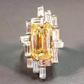 Huitan Gorgeous Irregular Design Yellow/White Sparkling Crystal Zircon Rings for Engagement Silver Plated CZ Rings Women Jewelry
