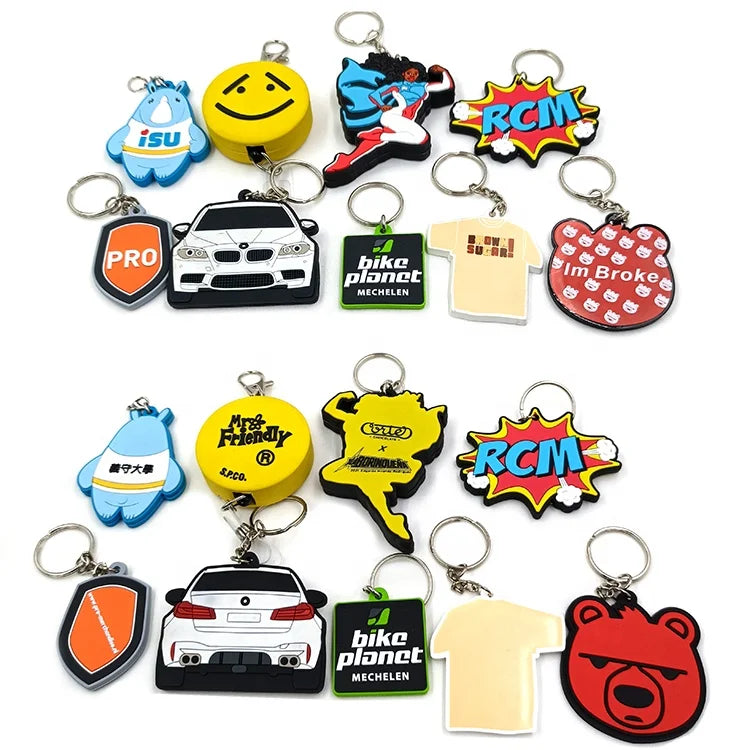 Factory Cheap Cartoon Keychains Custom 2D 3D Soft Rubber Silicone Keychains With Your Logo PVC Key Keychain