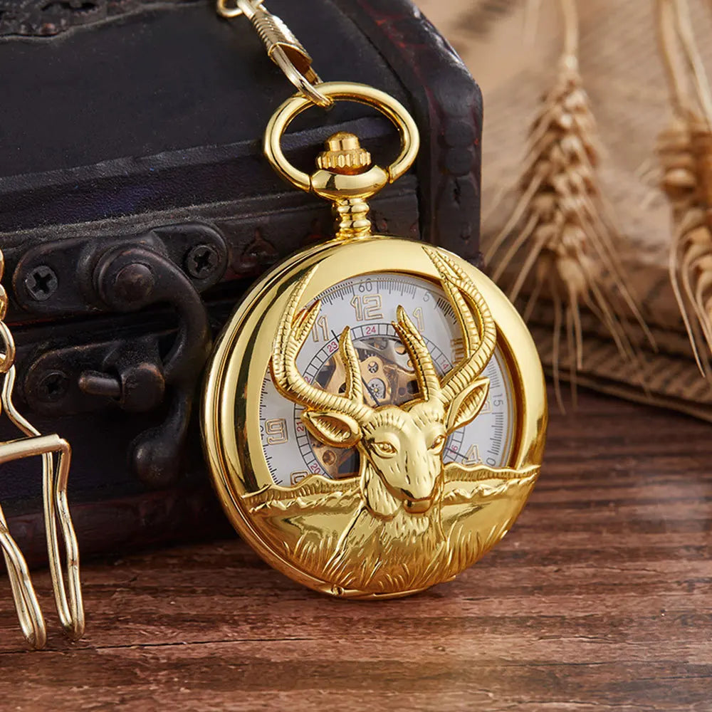 Antelope Manual Watches Key Chain Retro Skeleton Dia Roman Mechanical Pocket Watches