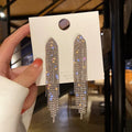 Luxury Diamond Triangular Earrings Fashion Bling Jewelry Long Tassel Ear Rings Brincos Rhinestone Tassel Earrings for Women