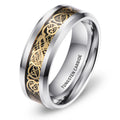 Guangzhou Jewelry Hiphop 8mm Men Silver Tungsten Steel Textured Black Carbon Fiber Pattern Inlay Finger Rings