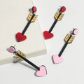 Wholesale Cupid's Arrow Cartoon Pink Heart Drop Earrings Red Fashion Party Jewelry for Sweet Girl Valentine's Day Gift Acrylic