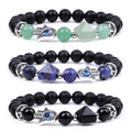 8mm Unisex Natural Stone Bracelet Hand of Fatima Pyramid Amethyst & Rose Quartz Chakra Energy Bead for Weddings & Gifts