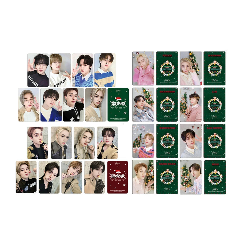 8Pcs/Set KPOP Stray Kids Postcard ROCK STAR Album Photocards BangChan Felix Han HyunJin Christmas LOMO Cards for Fans Collection