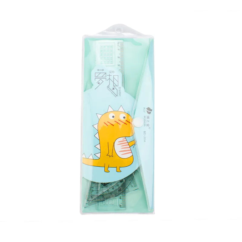 Creative Cartoon Kawaii Stationery Plastic Rulers Set Multifunctional Ruler with Unique Design