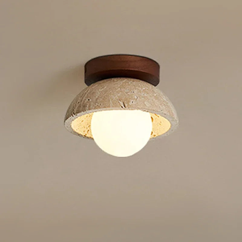 Japanese Wabi Sabi Style LED Ceiling Retro Creativity Small Lamp Yellow Cave Stone Design for Entrance Hallway Foyer Balcony